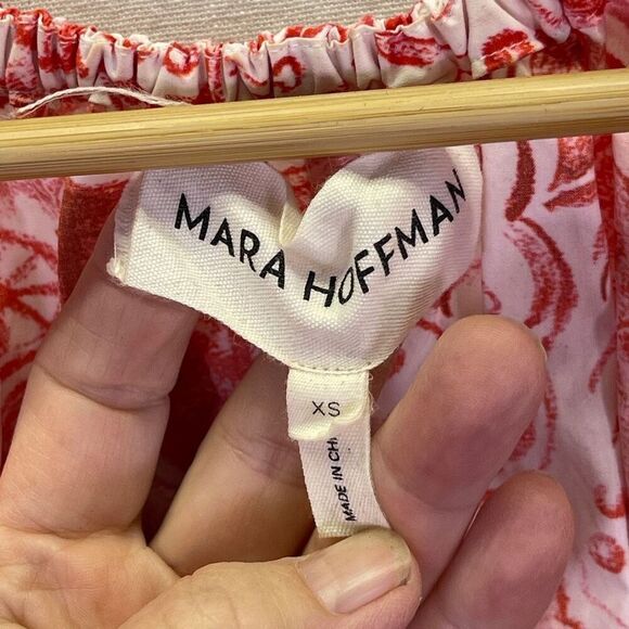 Mara Hoffman Red Floral Adonia Paisley Printed Puff Sleeve Wrap Midi Dress XS - Picture 4 of 9